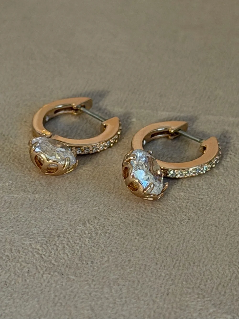 kate spade Rose Gold Hoop Earrings with Clear Crystal Drops